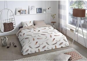 Biancheria da letto in flanella bianca e beige per letto singolo 140x200 cm - Good Morning