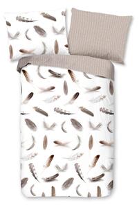 Biancheria da letto in flanella bianca e beige per letto singolo 140x200 cm - Good Morning