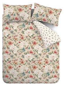 Biancheria da letto beige per letto matrimoniale 200x200 cm Pippa Floral Birds - Catherine Lansfield