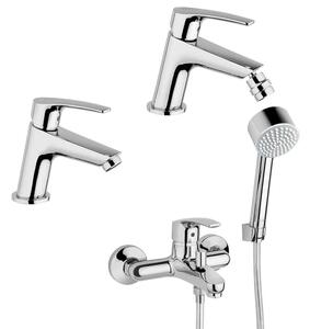 Miscelatori in set Lucente Jacuzzi |rubinetteria lavabo e bidet per piletta click clack con gruppo vasca