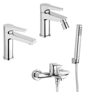 Set miscelatori lavabo + bidet + gruppo vasca Jacuzzi | rubinetteria Moonlight ottone cromato per piletta click clack