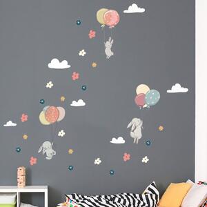 Adesivi murali per bambini Conigli volanti - Ambiance