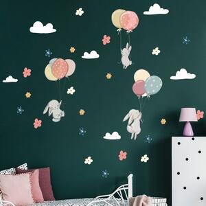Adesivi murali per bambini Conigli volanti - Ambiance