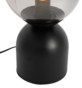 Lampada da tavolo hotel chic nera con vetro fumé - Pallon Trend