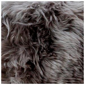 Sgabello con seduta in pelle di pecora grigia Bianco, ⌀ 30 cm - Native Natural