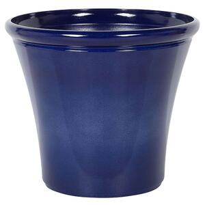 Vaso per piante fioriera in fibra blu navy solida argilla lucida resistente all'esterno 55 x 49 cm per tutte le condizioni atmosferiche Beliani
