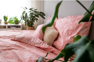 Biancheria da letto in cotone rosa per letto singolo 140x200 cm LP Dita Pink Blossom - Cotton House