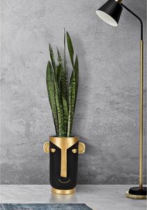 Vaso alto in poliresina nero e oro 40 cm Tribal - Mauro Ferretti