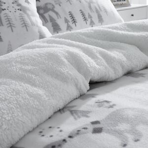 Biancheria da letto singola bianca-grigia in micro felpa 135x200 cm Winter Wonderland - Catherine Lansfield