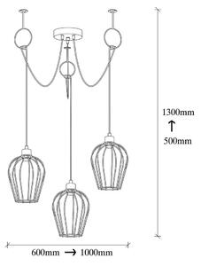 Lampada a sospensione nera per 3 lampadine Tel Chain - Opviq lights