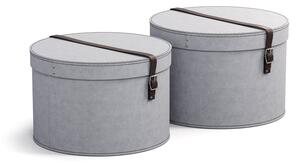 Scatole di cartone grigio chiaro con coperchio in set di 2 pezzi ø 37,5x25,5 cm Rut - Bigso Box of Sweden