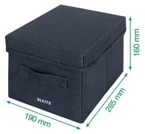 Set di 2 scatole in tessuto grigio scuro con coperchio 19x28,5x16 cm - Leitz