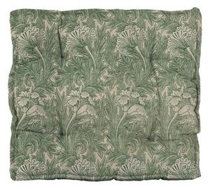 Cuscino di seduta Green Flowers in misto lino verde, 37 x 37 cm - Tierra Bella