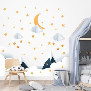 Adesivo murale per bambini 90x60 cm Mountains in Stars and Clouds - Ambiance