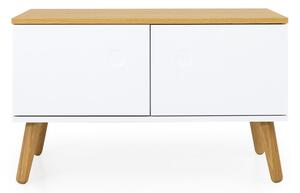 Panca portaoggetti bianca con gambe in legno di quercia Dot - Tenzo