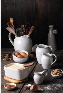 Zangola per burro in porcellana bianca con coperchio in legno Basic - Maxwell & Williams