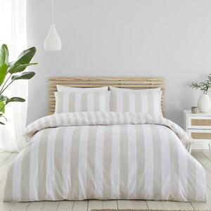 Biancheria da letto beige e bianca per letto matrimoniale 200x200 cm Cove Stripe - Catherine Lansfield