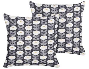 Set di 2 cuscini da giardino in tessuto di poliestere grigio con motivo geometrico 45 x 45 cm resistente all'acqua Beliani