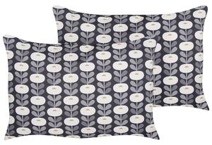 Set di 2 cuscini da giardino in tessuto di poliestere grigio con motivo geometrico 40 x 60 cm resistente all'acqua Beliani