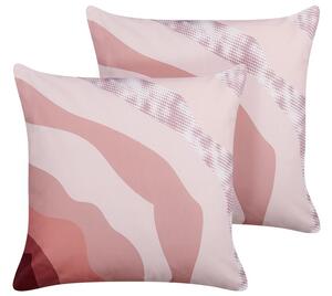 Set di 2 cuscini da giardino per esterni in poliestere con motivo astratto rosa 45 x 45 cm fodere resistenti all'acqua Beliani