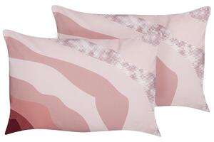 Set di 2 cuscini da giardino per esterni in poliestere con motivo astratto rosa 40 x 60 cm fodere resistenti all'acqua Beliani