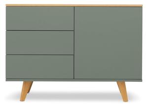 Cassettiera verde con gambe in faggio , 109 x 77 cm Amelia - Tenzo