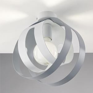 Plafoniera con diffusore taglio laser in ferro laccato Bianco e Grigio 1 luce TOBIAS Dimensioni 26x h28 cm - MAX 133 1 x E27 - 55 Watt Max, colore Bianco e Grigio