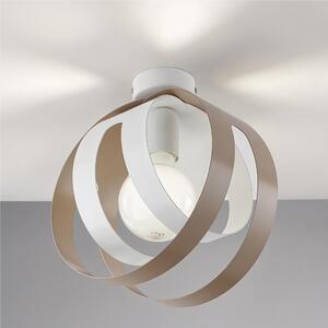Plafoniera con diffusore taglio laser in ferro laccato bianco e tortora 1 luce TOBIAS Dimensioni 26x h28 cm - MAX 133 1 x E27 - 55 Watt Max, colore Bianco Tortora