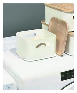 Scatola portaoggetti bianca con coperchio in legno di paulownia con manico, 21,3 x 21,3 cm Eco - iDesign