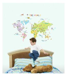 Set di adesivi murali Mappa del mondo per bambini - Ambiance