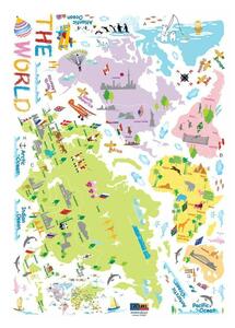 Set di adesivi murali Mappa del mondo per bambini - Ambiance