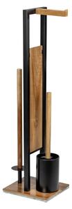 Porta carta igienica in legno con spazzola Rivalta Acacia - Wenko