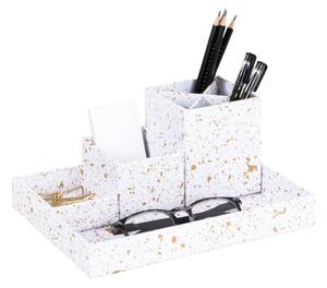 Organizzatore da scrivania in 4 pezzi in oro e bianco Lena - Bigso Box of Sweden