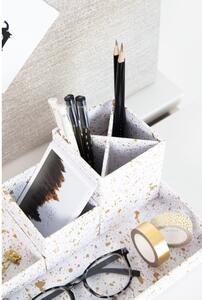 Organizzatore da scrivania in 4 pezzi in oro e bianco Lena - Bigso Box of Sweden