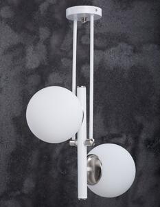 Lampada a sospensione con paralume in vetro bianco-argento ø 15 cm Libra - Squid Lighting
