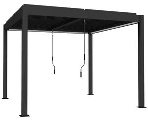 Outsunny Pergola 3x3 m, Copertura per Terrazza in Alluminio con Illuminazione LED, Telecomando, Tetto a Lamelle Regolabile | Aosom Italy