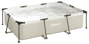 Outsunny Piscina Smontabile Tubolare 3700L con Telaio Metallico e Toppa di Riparazione, senza Depuratore, 316x238x66,5 cm, Grigio | Aosom Italy