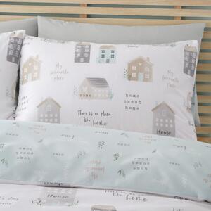 Biancheria da letto singola bianca e verde chiaro 135x200 cm Home Sweet Home - Catherine Lansfield