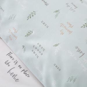 Biancheria da letto bianca e verde chiaro per letto matrimoniale 200x200 cm Home Sweet Home - Catherine Lansfield