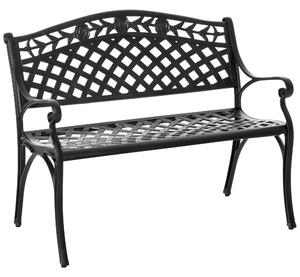 Outsunny Panchina da Giardino 2 Posti in Alluminio con Braccioli, Stile Rustico, 102,5x61x84 cm, Nero | Aosom Italy