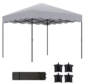Outsunny Gazebo Pieghevole 3x3 m, Tenda da Giardino con Altezza Regolabile, Borsa e Ruote, per Giardino e Terrazza, in Metallo e Tessuto, Grigio Chiaro | Aosom Italy