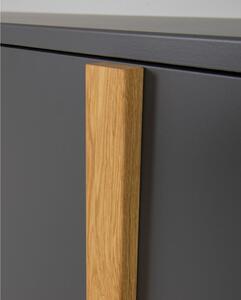 Cassettiera grigio antracite con gambe in rovere , 216 x 78 cm Birka - Tenzo