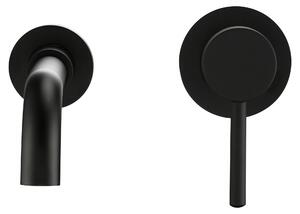 Badarmatur – Miscelatore monocomando da parete per lavabo, a incasso, per acqua calda e fredda – Corpo in ottone – Bocchetta di 15 cm – Colore nero
