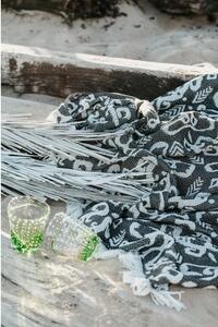 Plaid nero con cotone Summer , 140 x 180 cm Mykonos - Euromant