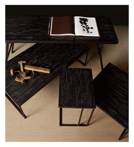 Tavolino nero con piano in teak riciclato Shape Sharing - BePureHome