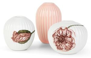 Vasi in porcellana dipinti a mano bianco/rosa in set di 3 pezzi Hammershøi - Kähler Design