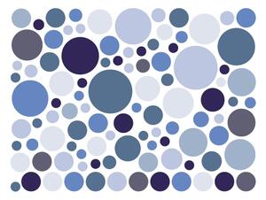 Set di 100 adesivi murali blu Adesivi rotondi - Ambiance