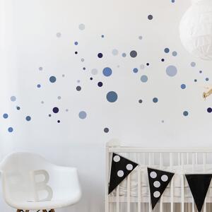 Set di 100 adesivi murali blu Adesivi rotondi - Ambiance