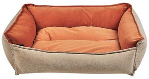 Cuccia lettino in velluto arancione e beige per animali domestici di forma rettangolare con lati rialzati per interni Beliani
