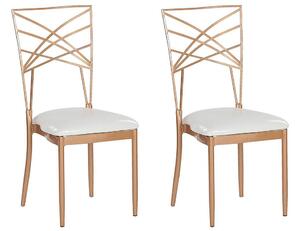 Set di 2 sedie da pranzo in metallo dorato ecopelle bianca imbottitura del sedile con industriale stile glam Beliani